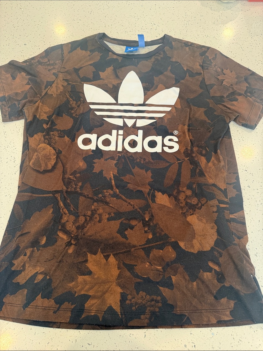 Adidas brown leaf camouflage shirt